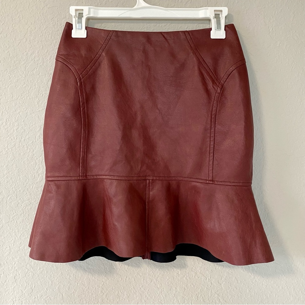 BCBGMAXAZRIA Hot Chocolate Leather Mini Skirt NWT - Picture 5 of 13